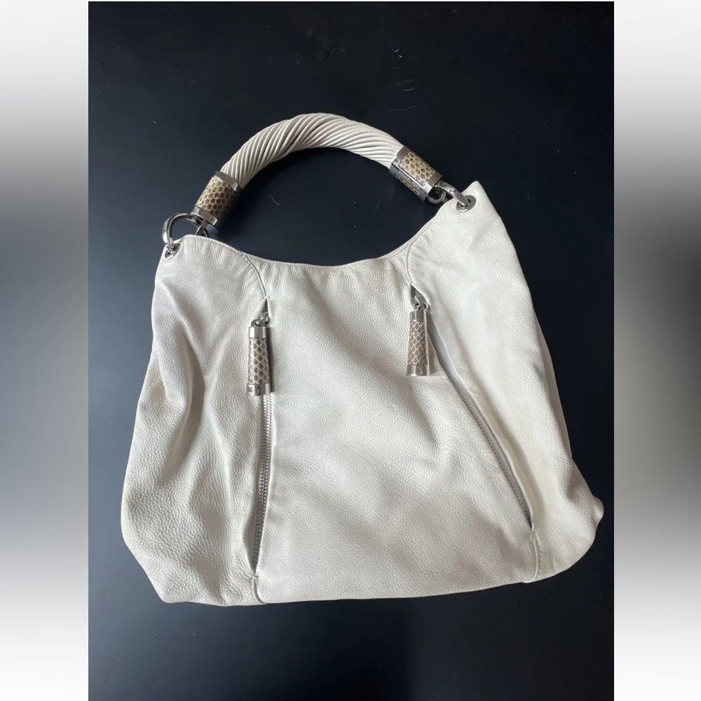Limited edition michael kors off white purse with snakeskin handle braided